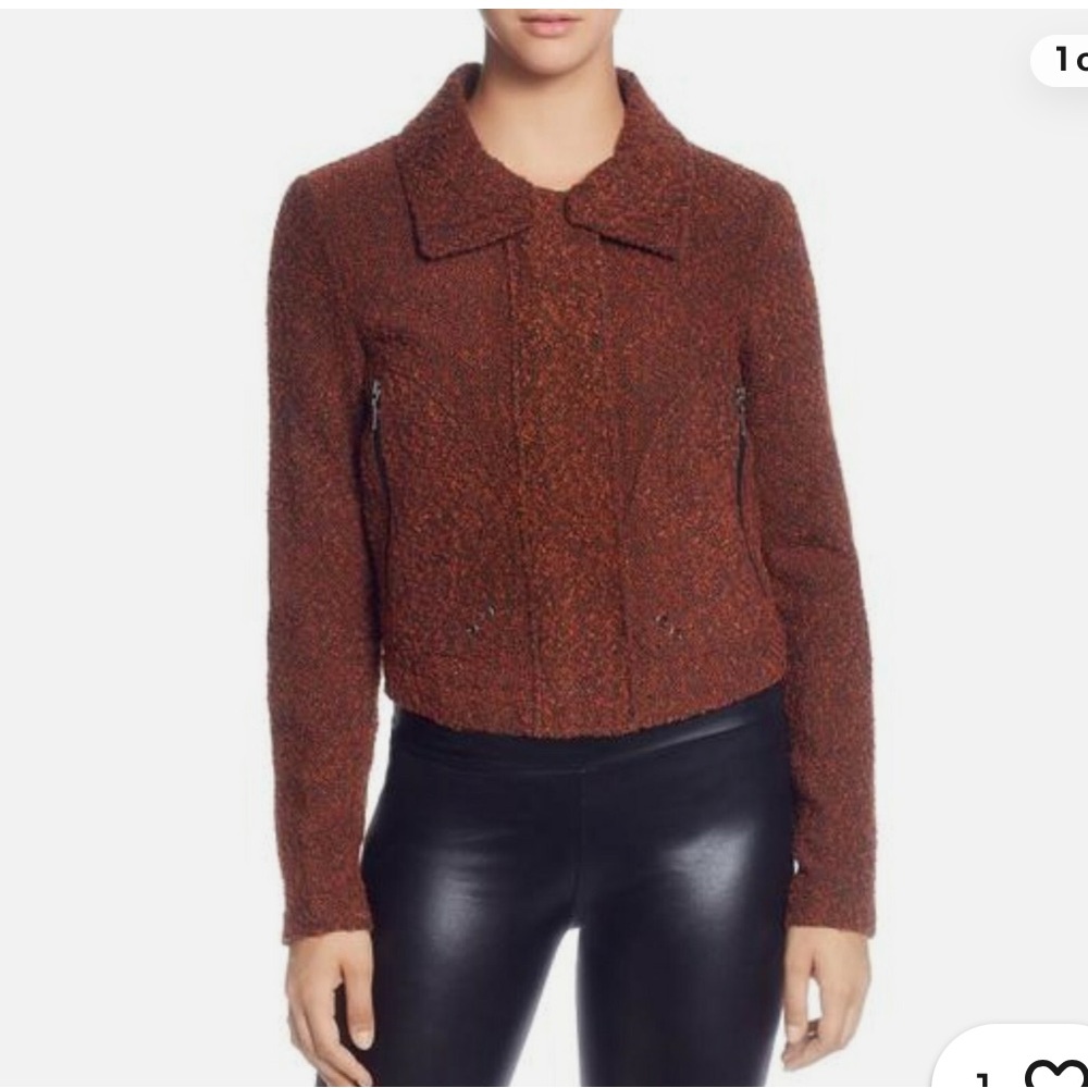 T Tahari Womens Boucle Marled Cropped Jacket in Size XS